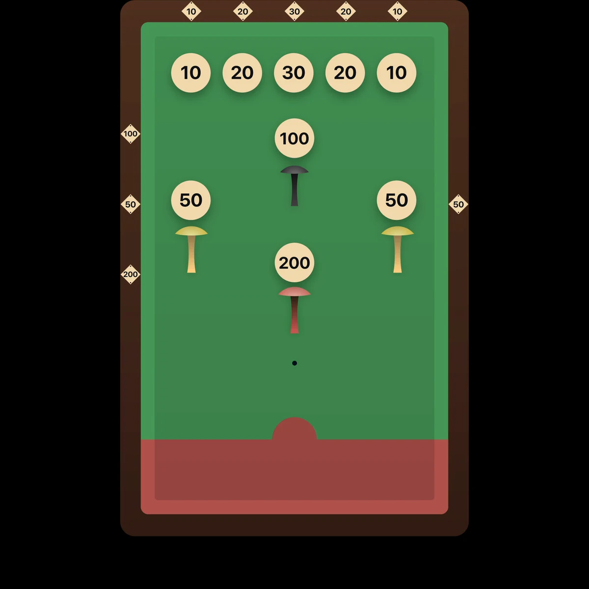 About60 app animation showing the bar billiards table and scoring values